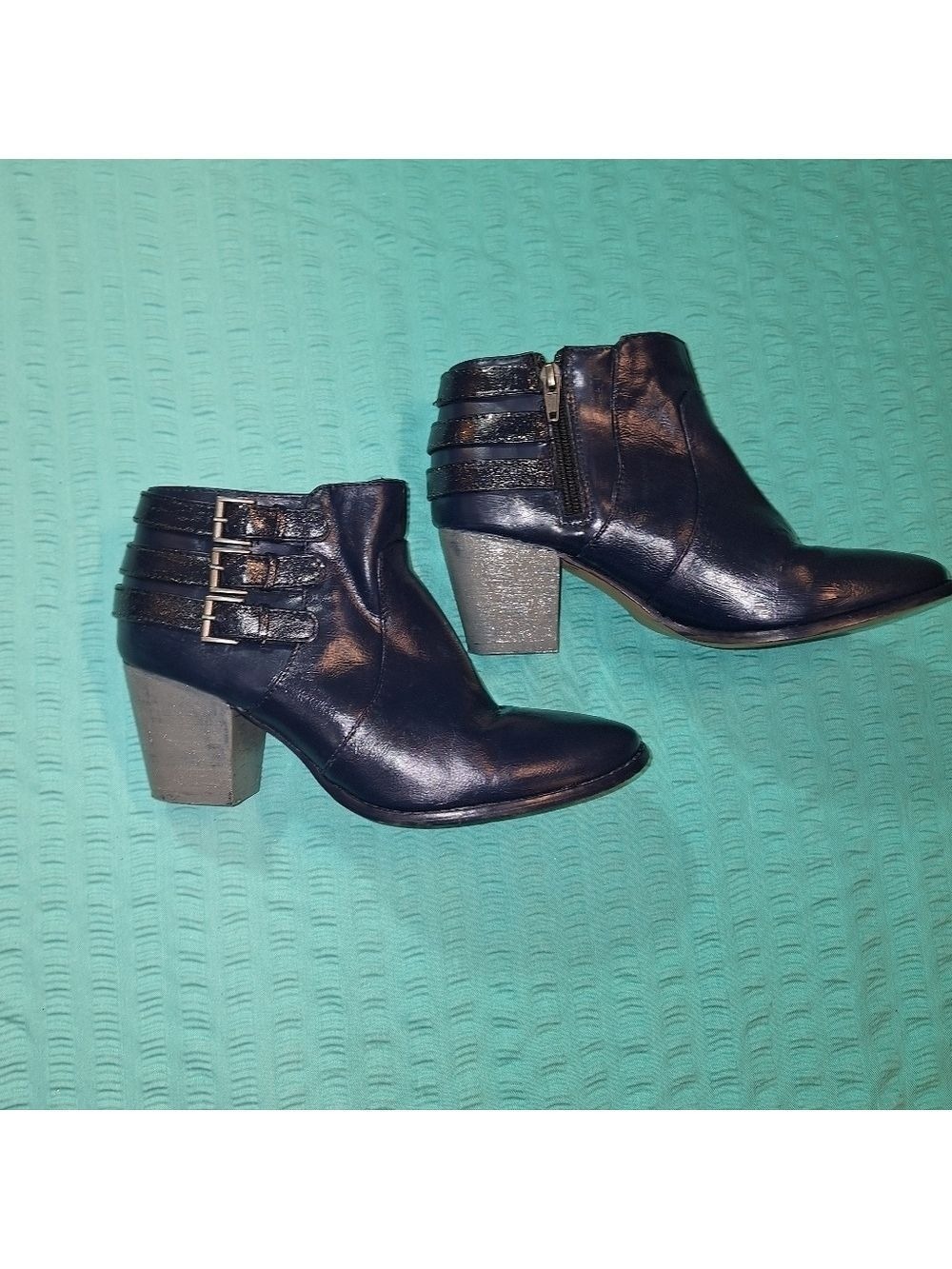 Navy Blue Sparkle Ankle Boots Size 8
